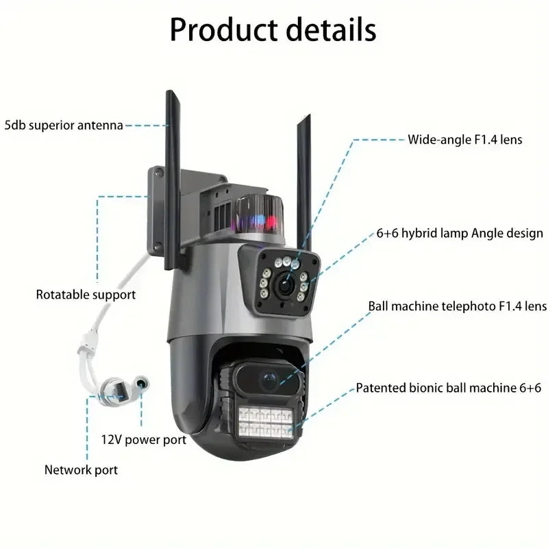 360° Dual Lens WiFi Security Camera with Motion Detection & Night Vision - Botora Hub