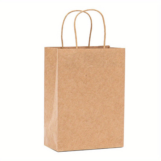 Brown Kraft Paper Gift Bags with Handles, Reusable Shopping, Lunch & Party Bags for Small Businesses and Events