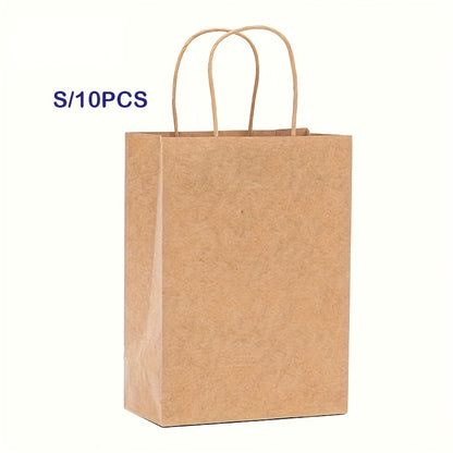 Brown Kraft Paper Gift Bags with Handles, Reusable Shopping, Lunch & Party Bags for Small Businesses and Events