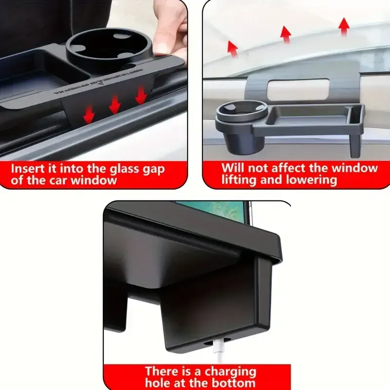 Car Door Side Organizer Portable Cup Holder, Phone Slot & Hanging Storage Rack