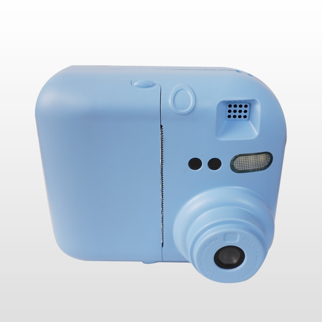 Blue instant camera on a white background