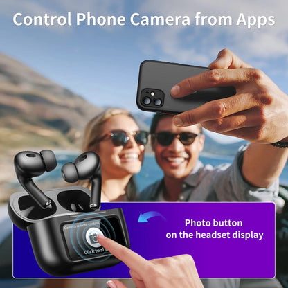 2025 A9Pro Wireless Bluetooth Earbuds – AI Voice Control, ANC Noise Canceling, Long Battery Life, Color Screen Case Win a FREE Baseball Cap