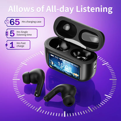 2025 A9Pro Wireless Bluetooth Earbuds – AI Voice Control, ANC Noise Canceling, Long Battery Life, Color Screen Case Win a FREE Baseball Cap